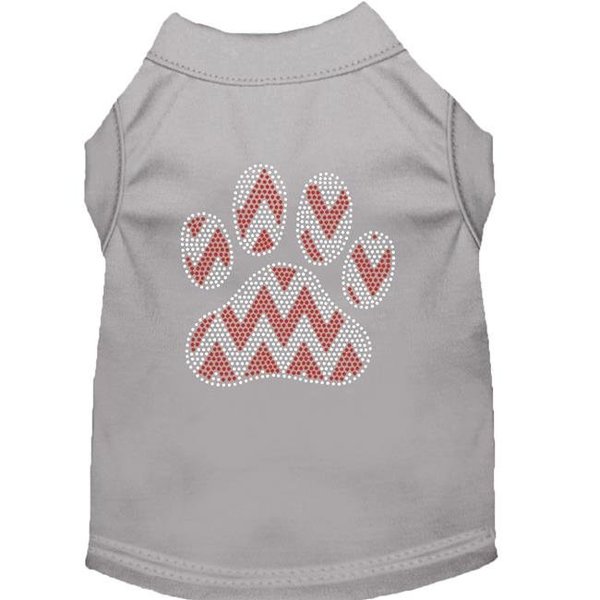 Petpal 8 in. Candy Cane Chevron Paw Rhinestone Dog Shirt; Grey - Extra Small PE853327